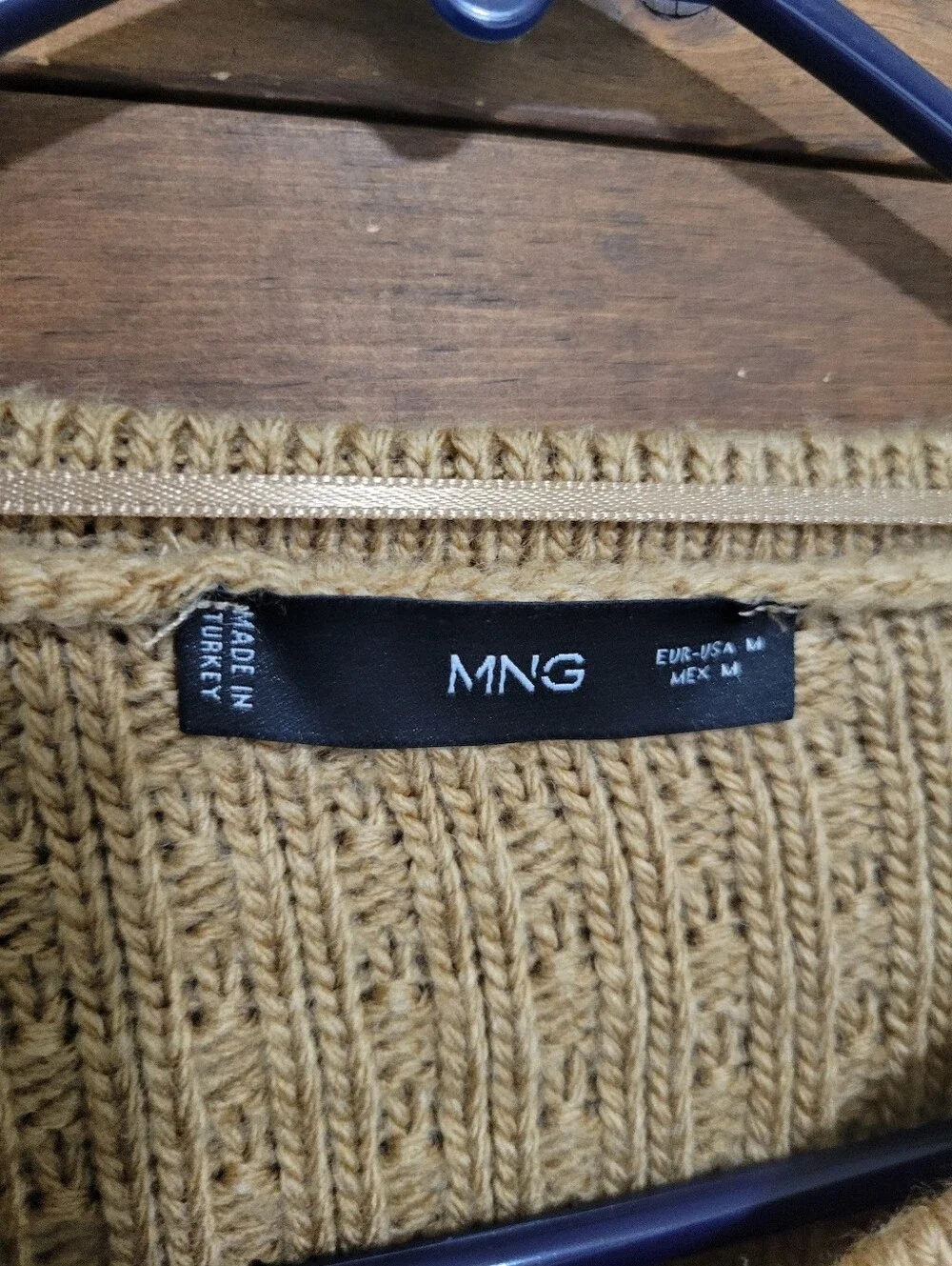 Mango Tan/Camel Old Money Ribbed Knit Gold Button-Front Cardigan Medium